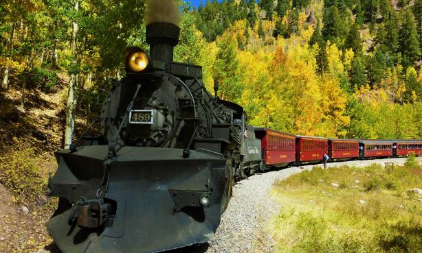 Old Train Car in the Colorado Mountains Fall Colors